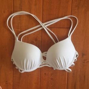 white strappy bikini top